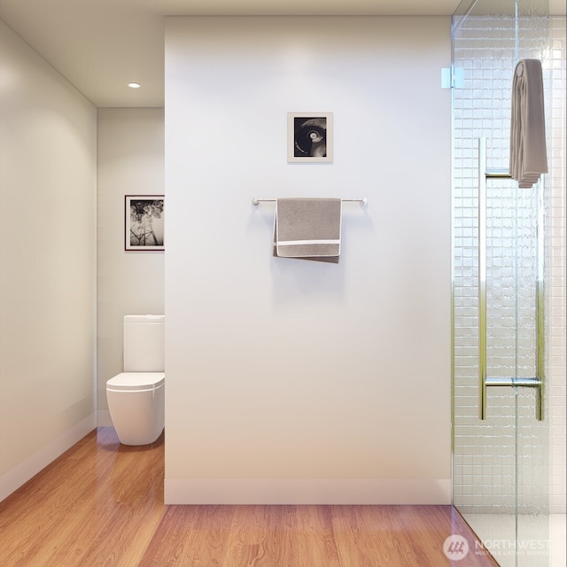 2228 W Lake Sammamish Pkwy SE, Bellevue, WA 98008 - bathroom featuring toilet, baseboards, and wood finished floors