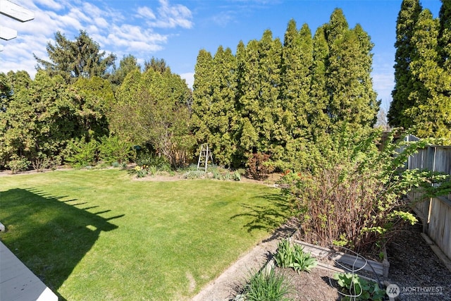view of yard featuring fence