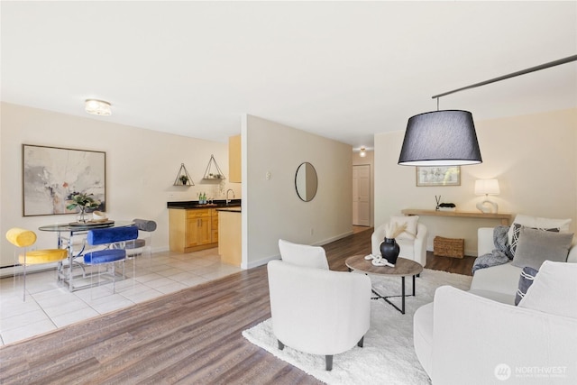 living room with light wood-style flooring