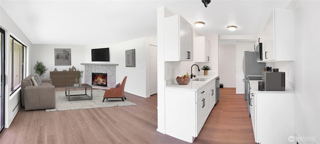3435 Auburn Way S Unit 9, Auburn, WA 98092 - kitchen featuring stainless steel dishwasher, a sink, light countertops, light wood finished floors, and open floor plan