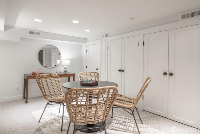 4015 S Andover St, Seattle, WA 98118 - dining room with recessed lighting, light colored carpet, and baseboards