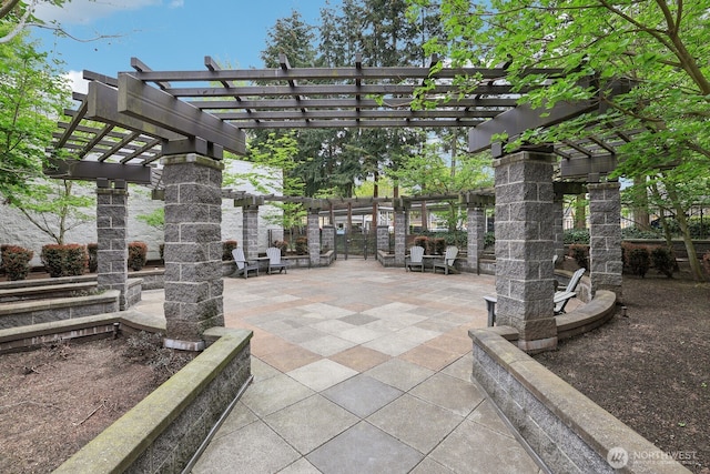 view of patio / terrace featuring a pergola