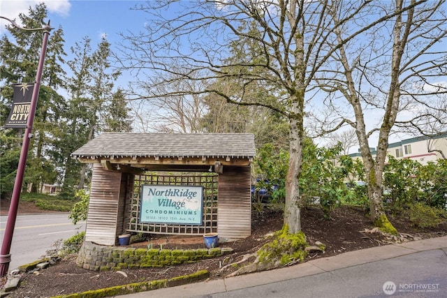 view of community sign