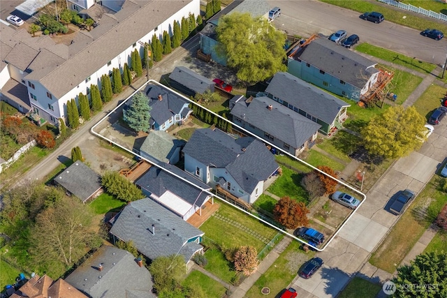 aerial view with a residential view
