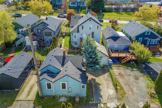 bird's eye view with a residential view