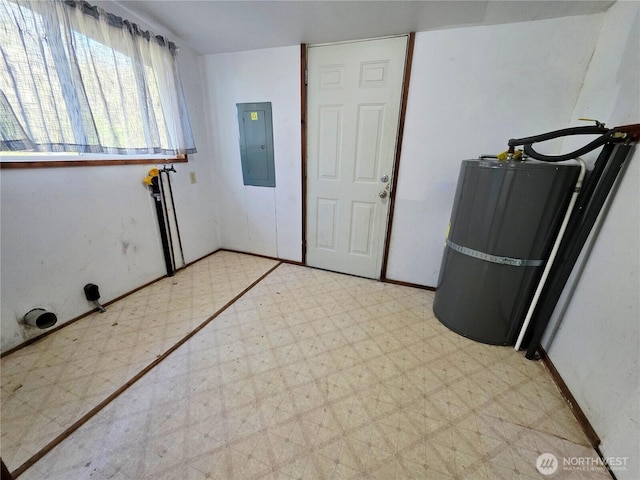 6818 Olympic Hwy, Aberdeen, WA 98520 - clothes washing area with light floors, electric panel, water heater, and laundry area