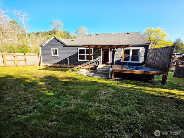6818 Olympic Hwy, Aberdeen, WA 98520 - rear view of house featuring a yard, fence, and a deck