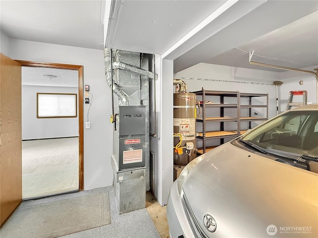 garage with water heater