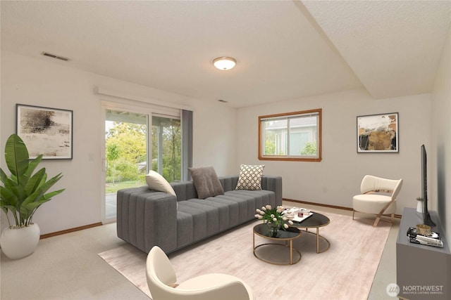 living area with baseboards