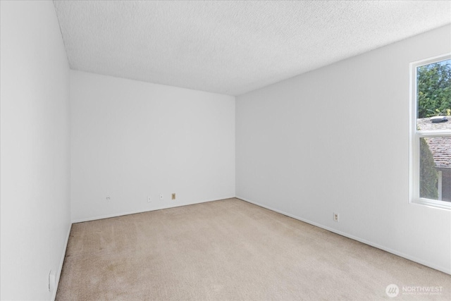 carpeted spare room with a textured ceiling