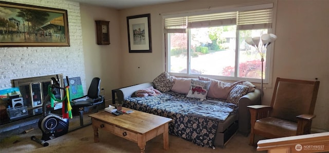 living area with carpet