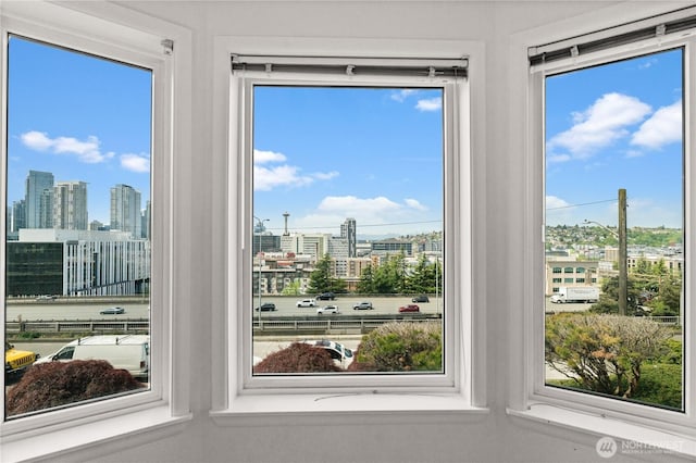 interior space with a view of city
