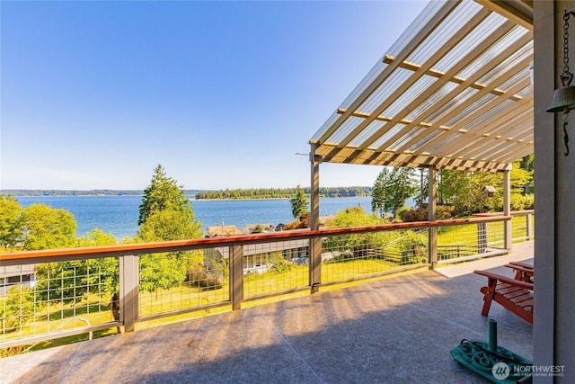 71 E Mountain Dr, Grapeview, WA 98546 - view of patio / terrace featuring a water view