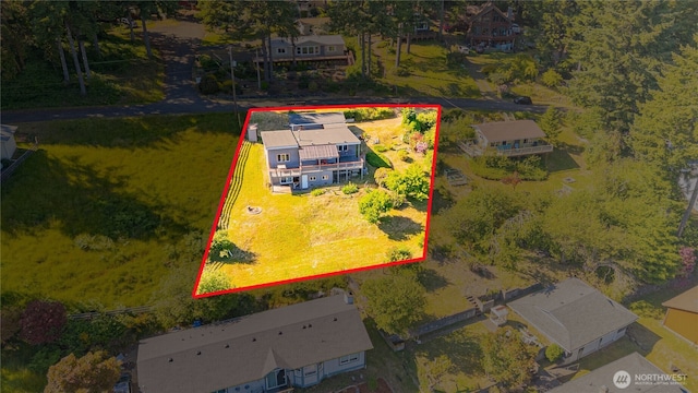 71 E Mountain Dr, Grapeview, WA 98546 - aerial view of property and surrounding area with property boundaries highlighted