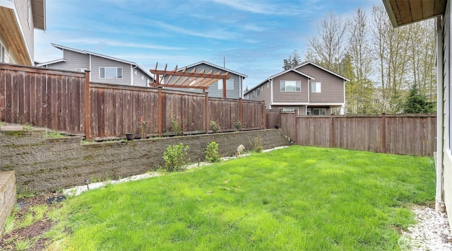 view of yard with a fenced backyard