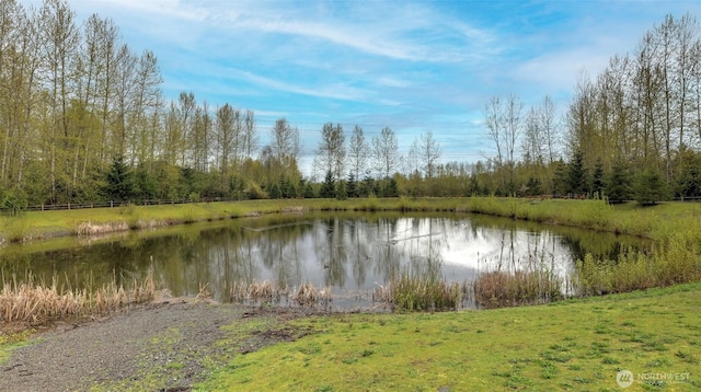 property view of water with a view of trees