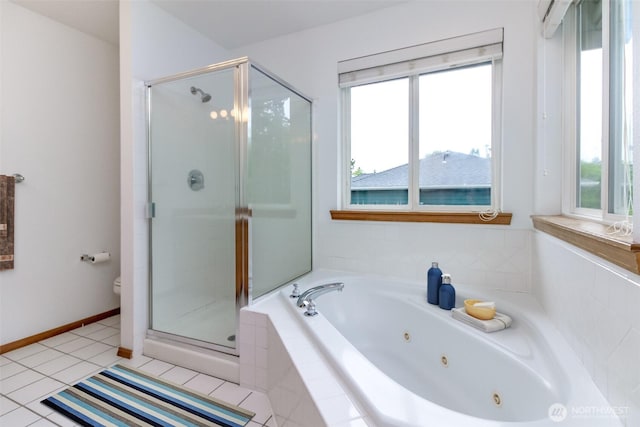 25171 13th Ave S, Des Moines, WA 98198 - full bath with a stall shower, a jetted tub, healthy amount of natural light, and toilet