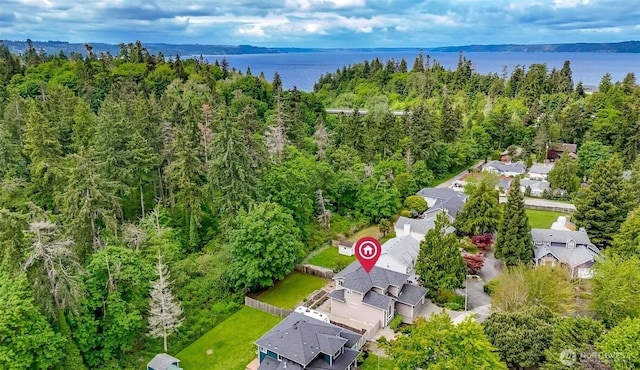 25171 13th Ave S, Des Moines, WA 98198 - aerial perspective of suburban area with a nearby body of water and a heavily wooded area
