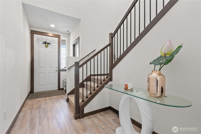 17431 3rd Ave SE, Bothell, WA 98012 - foyer with wood finished floors, stairway, baseboards, and recessed lighting