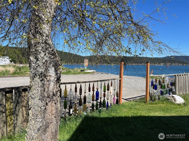 exterior space featuring a water view