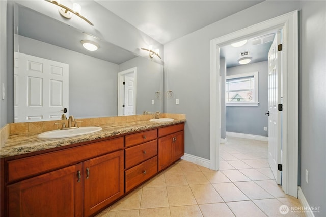 162 Costello Pl, Walla Walla, WA 99362 - full bathroom with baseboards, tile patterned floors, a sink, and double vanity
