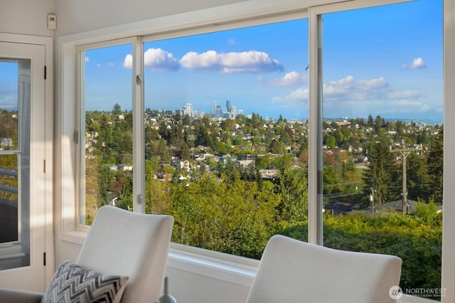 sunroom with a view of city