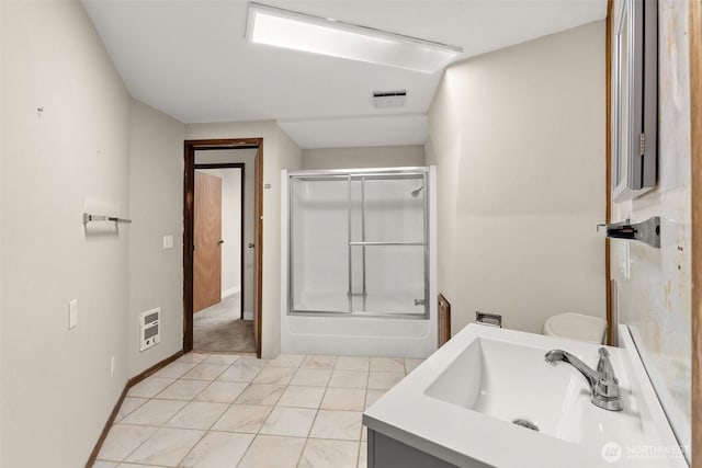 6044 Buckthorn Ct NW, Olympia, WA 98502 - full bath with toilet, baseboards, a shower with door, heating unit, and vanity
