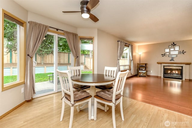 5475 Park Place Loop SE, Lacey, WA 98503 - dining space with healthy amount of natural light, light wood-style floors, and a glass covered fireplace