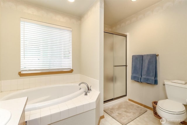 5475 Park Place Loop SE, Lacey, WA 98503 - full bathroom with a garden tub, a shower stall, toilet, and vanity