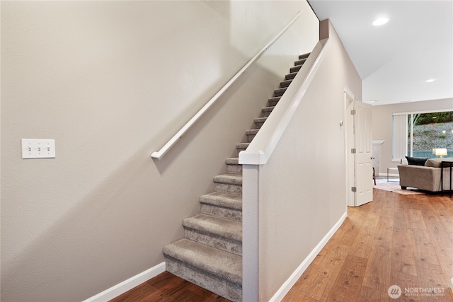 2202 NE 140th St Lot 44, Vancouver, WA 98686 - staircase featuring hardwood / wood-style floors and baseboards