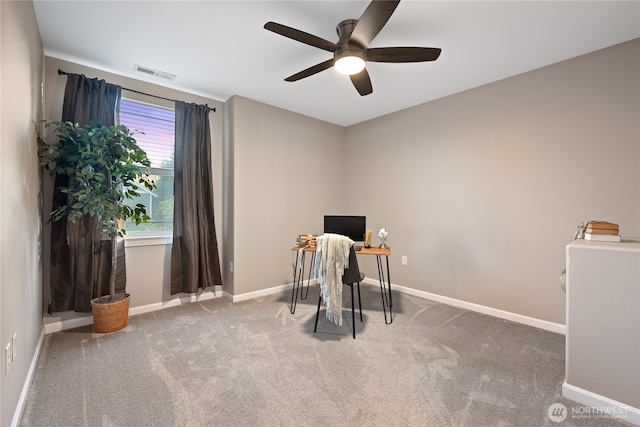 2202 NE 140th St Lot 44, Vancouver, WA 98686 - carpeted office with a ceiling fan, visible vents, and baseboards