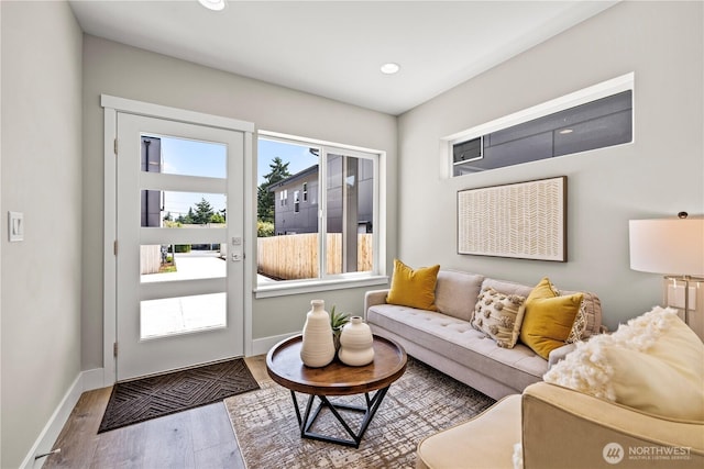 13055 2nd Ave S Unit B, Burien, WA 98168 - living room featuring wood finished floors and recessed lighting