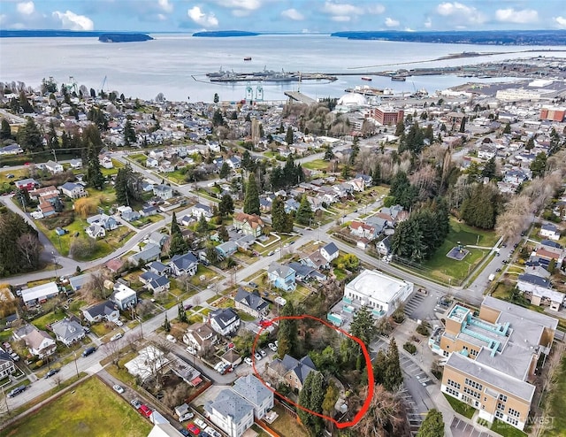 3512 Grand Ave, Everett, WA 98201 - birds eye view of property with a water view and a residential view