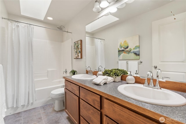 10788 243rd Ave NE, Redmond, WA 98053 - full bath with a skylight, shower / tub combo, double vanity, toilet, and recessed lighting