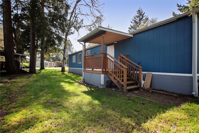 view of yard with a deck