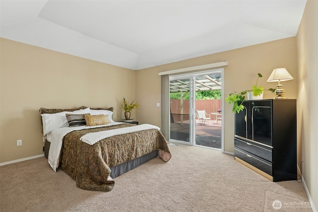 10116 SE 188th St, Renton, WA 98055 - bedroom featuring access to outside, carpet floors, lofted ceiling, and baseboards