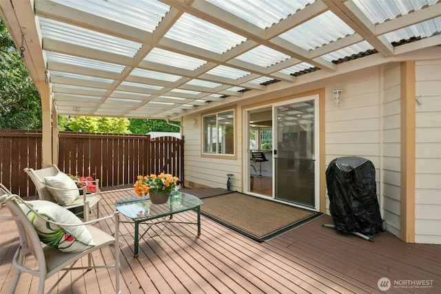 10116 SE 188th St, Renton, WA 98055 - wooden deck with a pergola and an outdoor hangout area