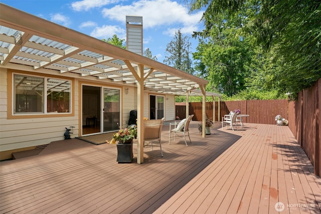 10116 SE 188th St, Renton, WA 98055 - wooden terrace with a pergola and a fenced backyard