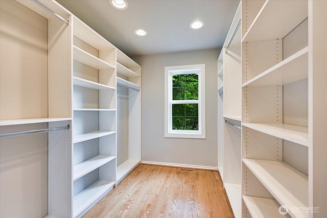 spacious closet with light wood-type flooring