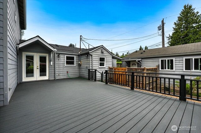 wooden deck with french doors
