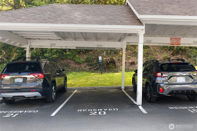 view of covered parking lot