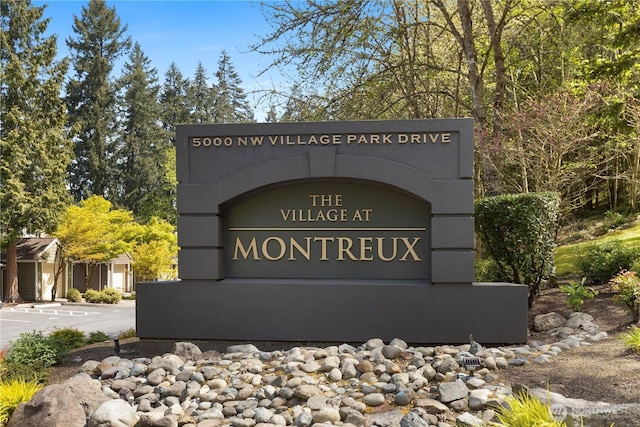 view of community sign
