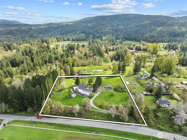 30915 SE Redmond Fall City Rd, Fall City, WA 98024 - drone / aerial view with a mountain view and a wooded view