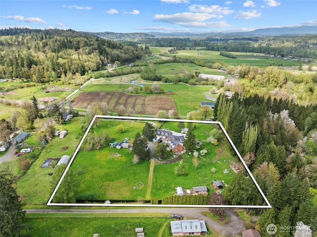 30915 SE Redmond Fall City Rd, Fall City, WA 98024 - drone / aerial view with a rural view, a wooded view, and a mountain view