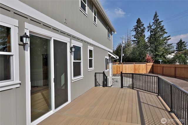 wooden deck featuring a fenced backyard