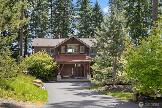 view of front of home featuring stone siding