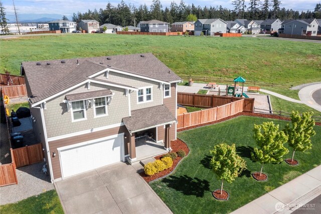 aerial view featuring a residential view