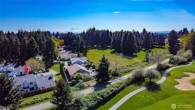 6049 Merlot Ln SE, Lacey, WA 98513 - drone / aerial view with a residential view, golf course view, a mountain view, and a wooded view