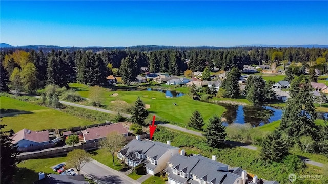 6049 Merlot Ln SE, Lacey, WA 98513 - aerial view with a water view, golf course view, a residential view, and a forest view