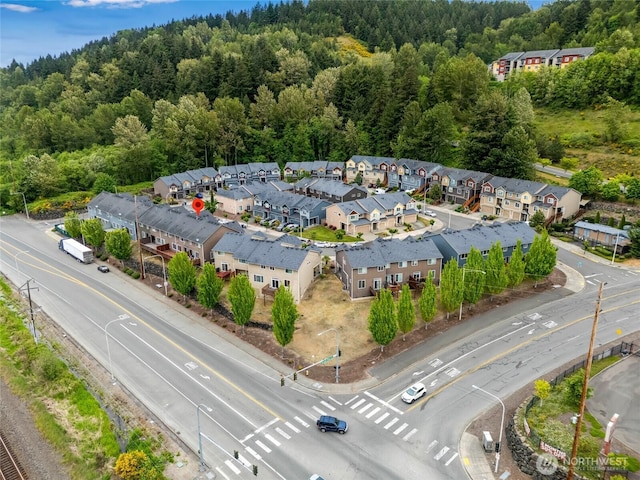 aerial view of a heavily wooded area